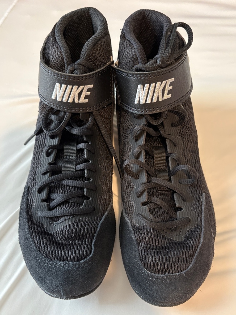 Nike Black High-Top Wrestling/Training Boots with White Swoosh Detail